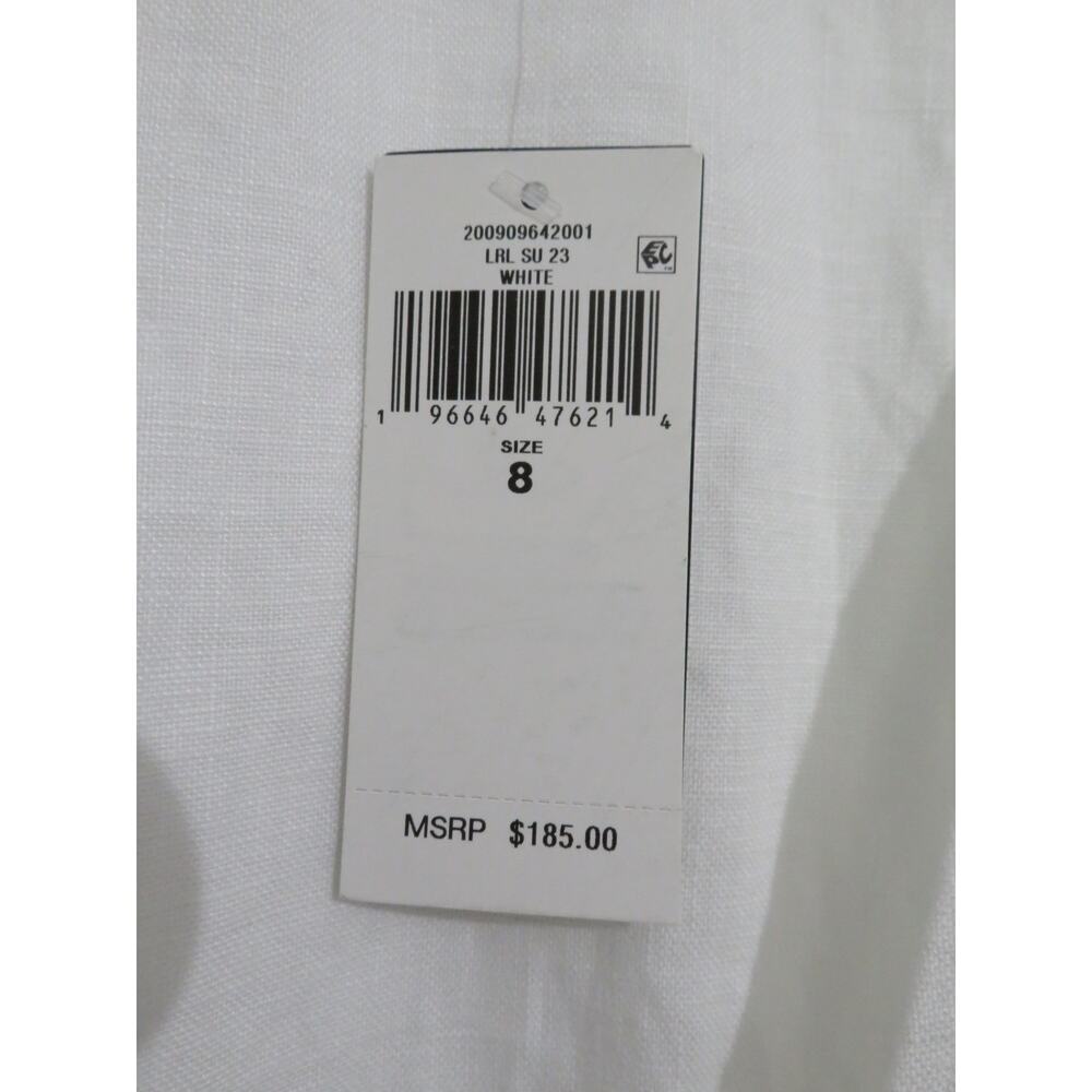 Lauren Ralph Lauren Womens Sz 8 White Belted Linen Wrap Style Dress Midi Summer - Picture 5 of 7